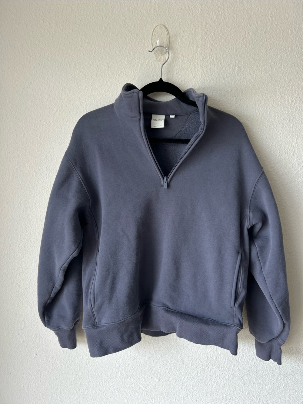 Aritzia Woman’s Sweatfleece Quarter-Zip - Slate/blueish Gray